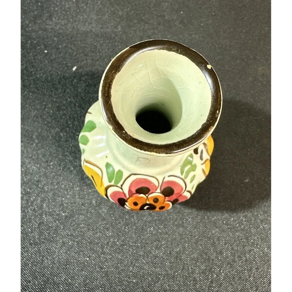 Vintage Dutch Delft Polychrome Hand Painted Floral Bud Vase Holland 4